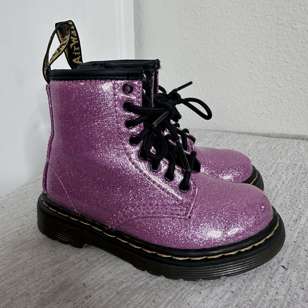 Dr. Martens 1460 8-Eye Pink Glitter Boots Toddler Size 7